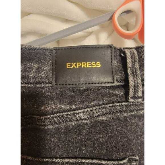 Express 8R Buttonfly Skinny High Rise Blackwash Jeans 28x28 Y2K Punk Grunge Rock - Picture 3 of 7